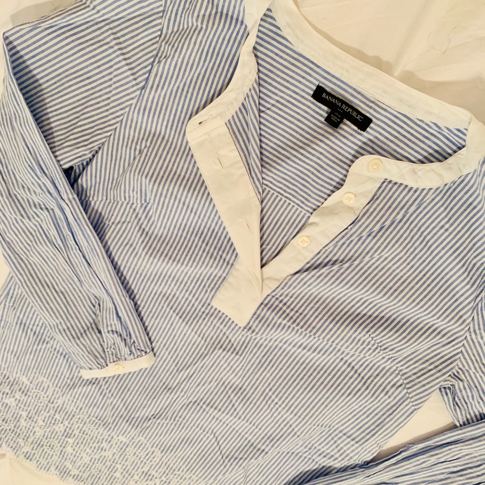 Banana Republic blue and white striped tunic
